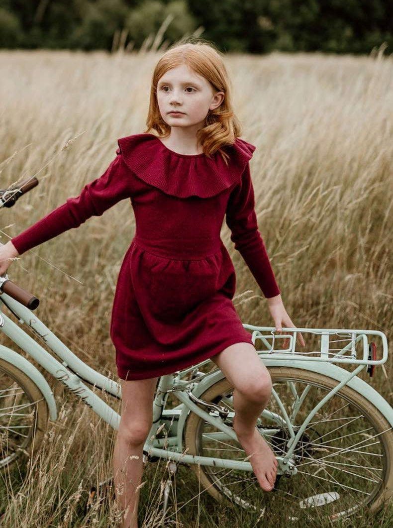 Ruffled V Dress | 100% cashmere