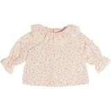 Martha Floral Ruffle Collar Lace Trim Long Sleeve Blouse in Pink (1mth-12mths)