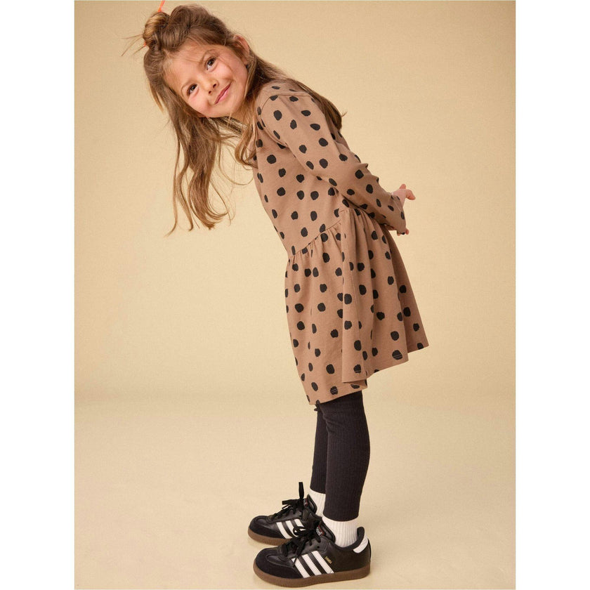 Long Sleeve Skirted Dress, Brown