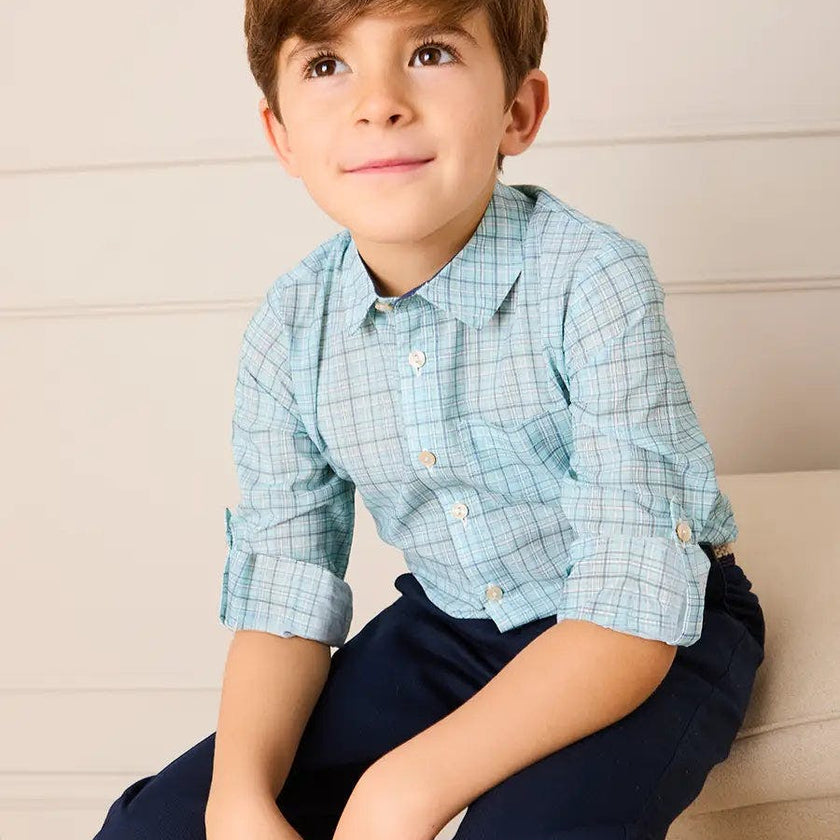 George Check Long Sleeve Shirt in Blue (12mths- 10yrs)