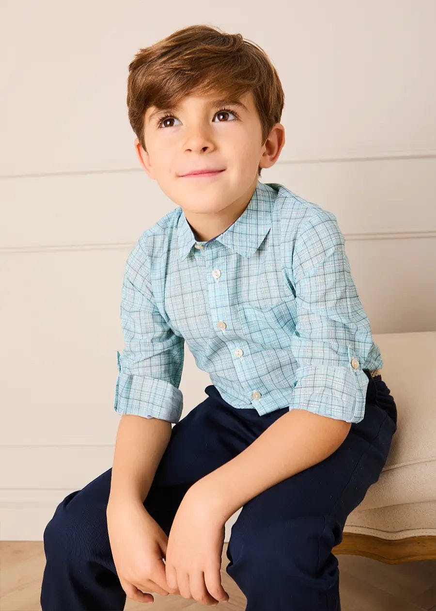 George Check Long Sleeve Shirt in Blue (12mths- 10yrs)