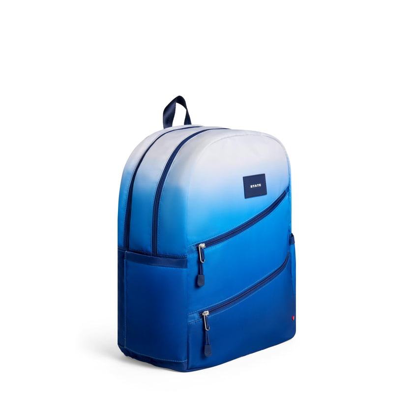 Kane Double Pocket Large Backpack, Blue Gradient Diagonal Zipper