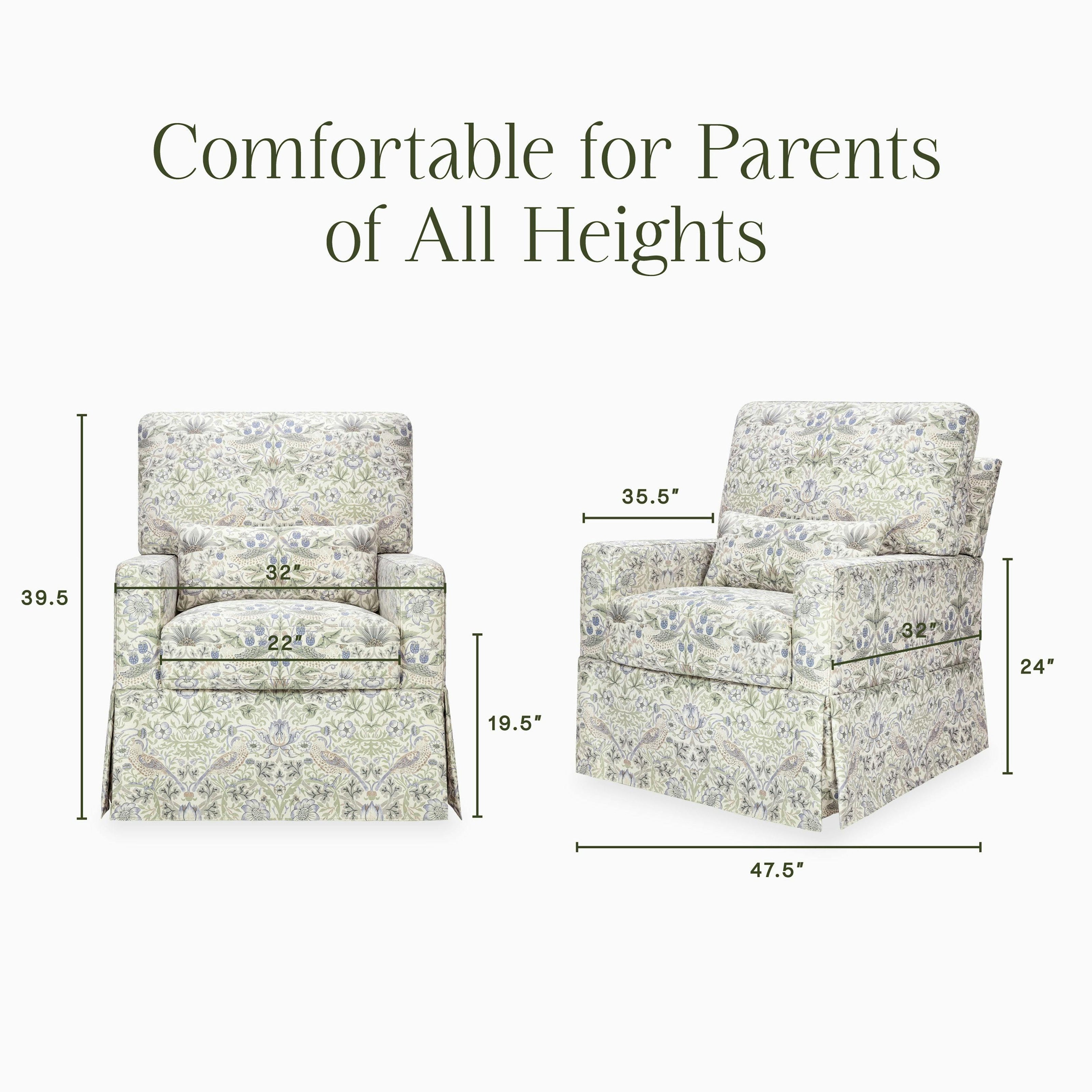 Namesake Morris & Co. x Namesake Crawford Pillowback Comfort Swivel Glider