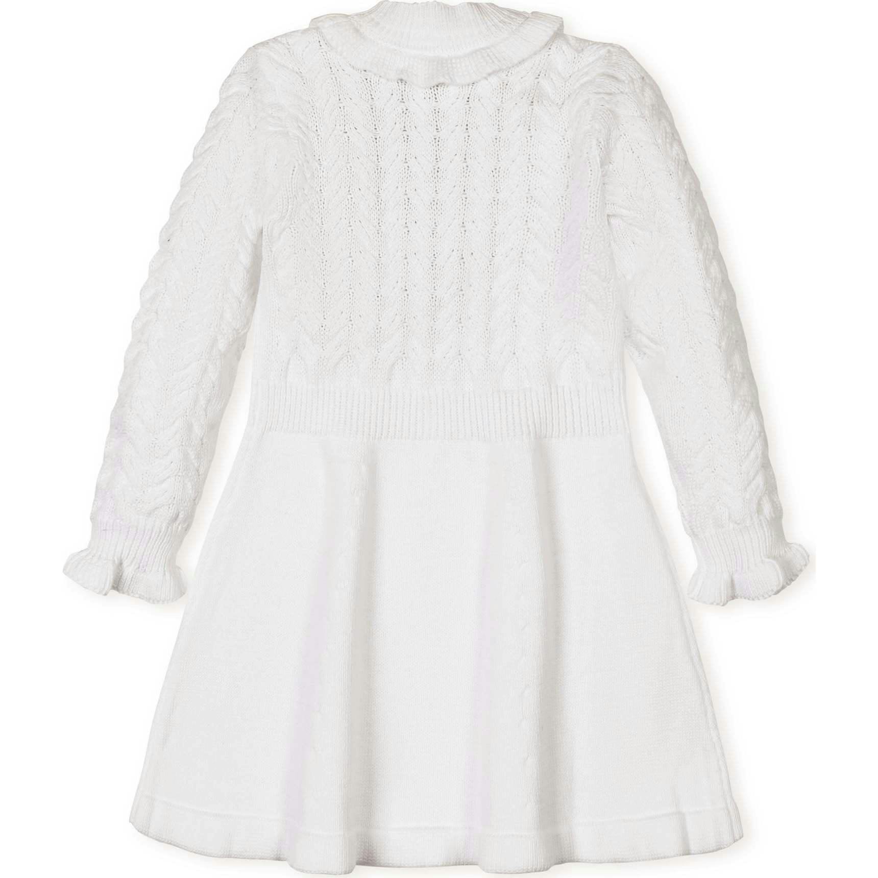 BabyOrganic Chunky Ruffle Edge Sweater Dress, White