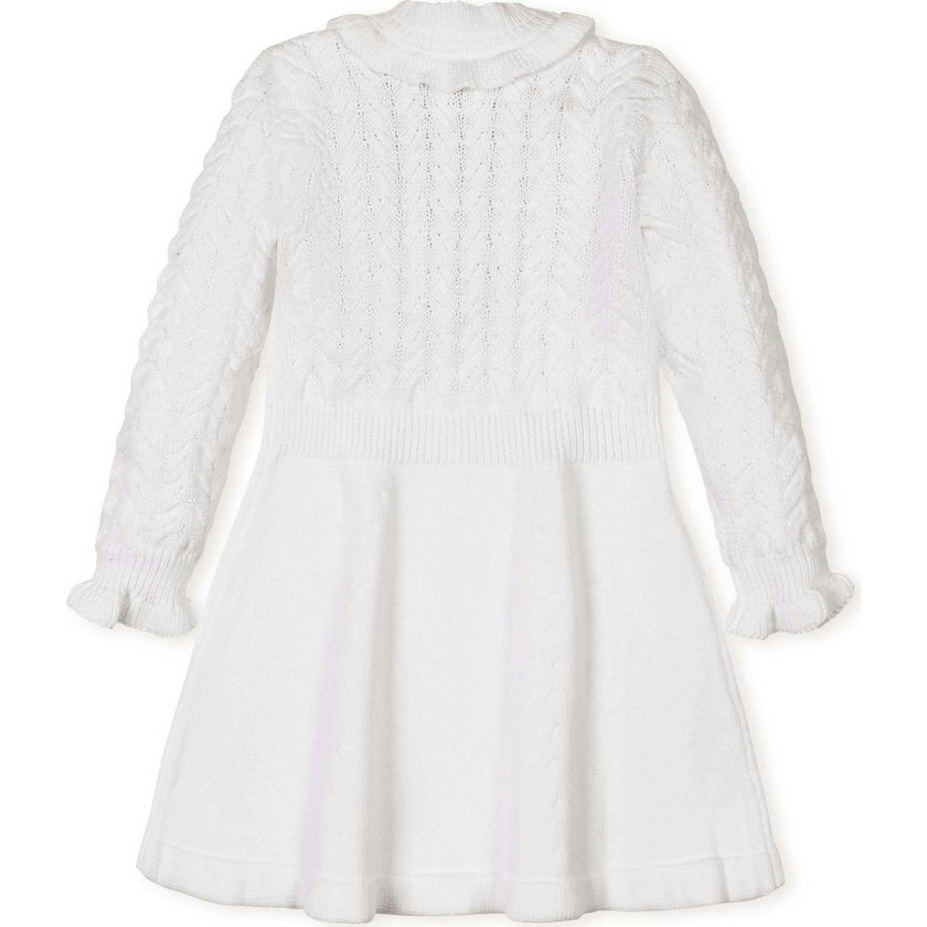 BabyOrganic Chunky Ruffle Edge Sweater Dress, White