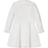 Organic Chunky Ruffle Edge Sweater Dress, White