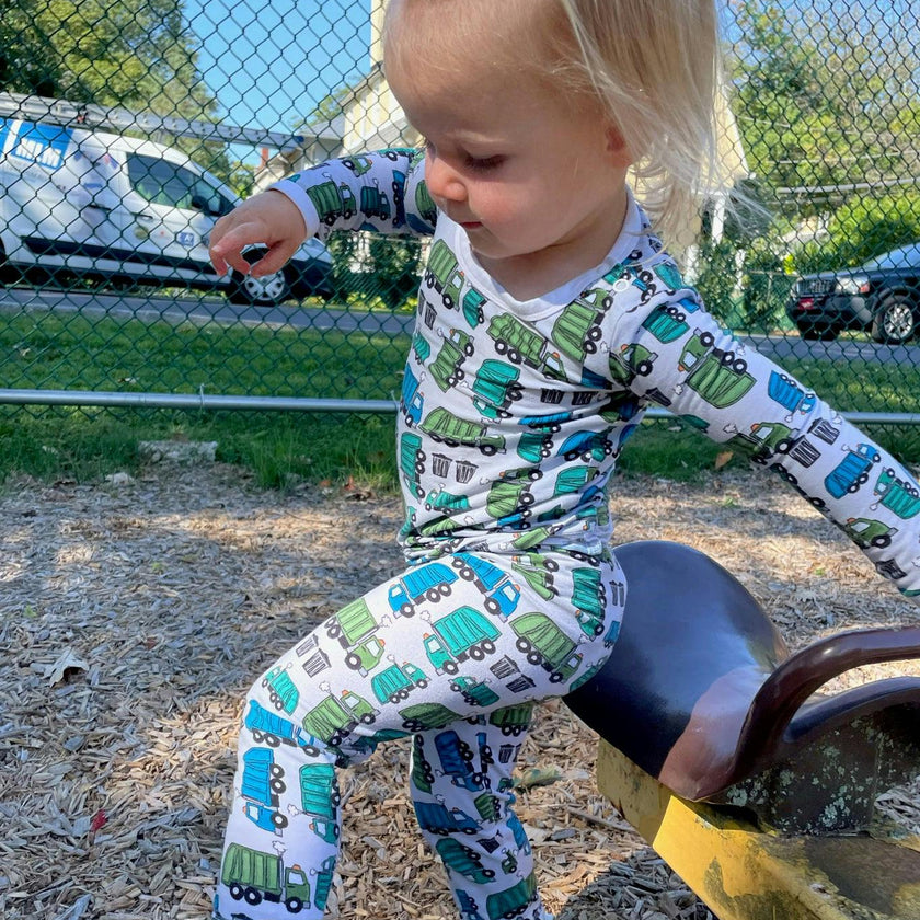 Long Sleeve Pajama Set - Garbage Trucks
