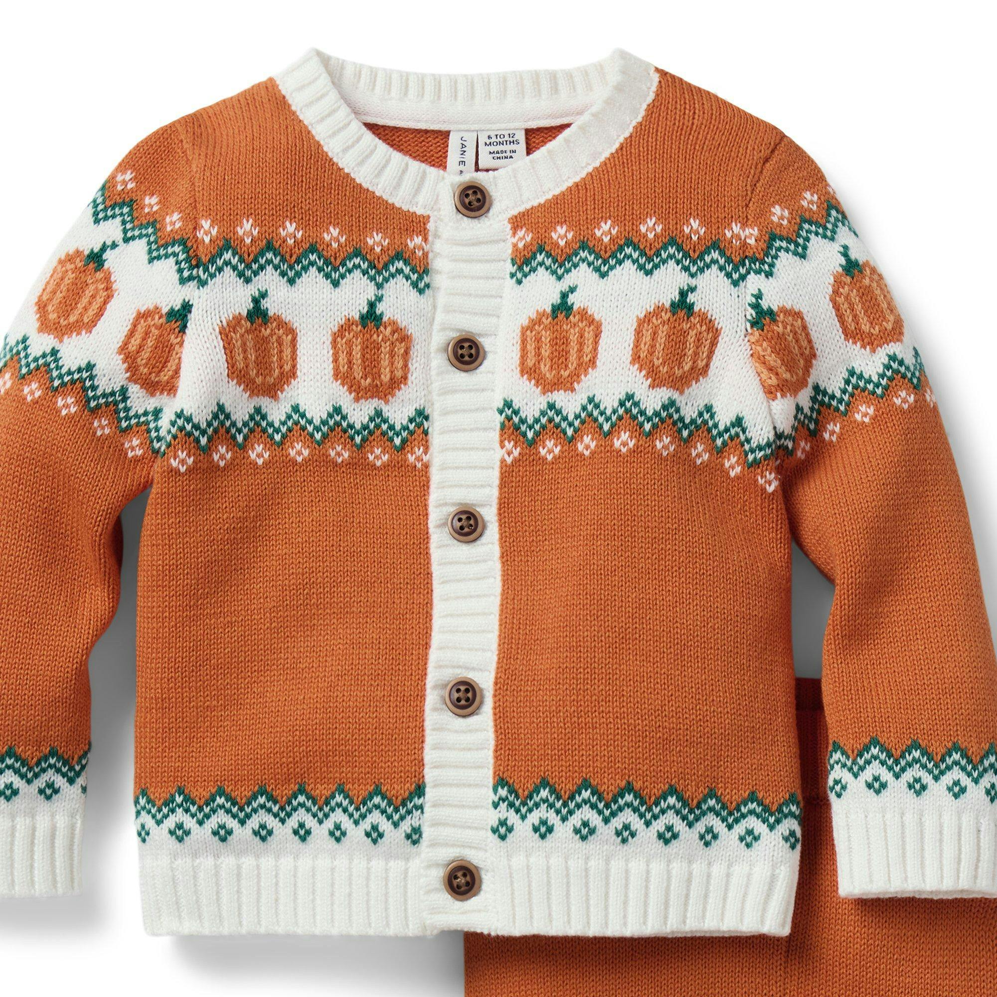 Baby Pumpkin Fair Isle Matching Set , orange