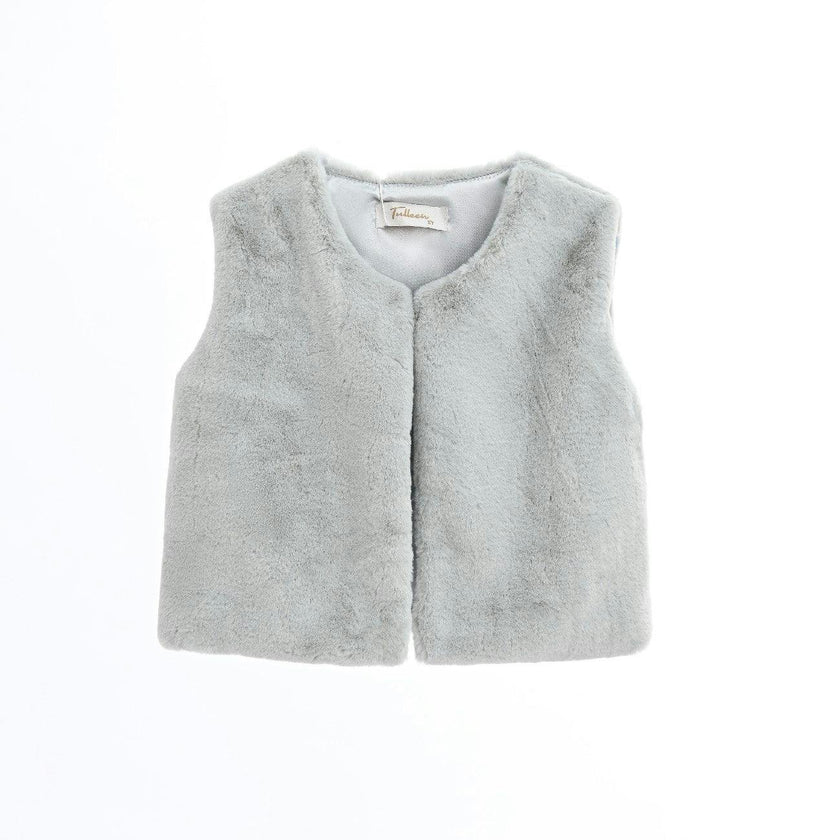 Gray Plush Fur Vest