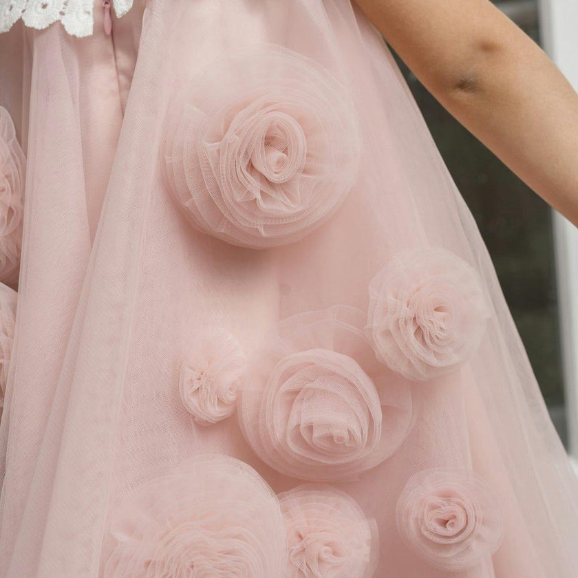 Rosa Pink Tulle Flower Dress