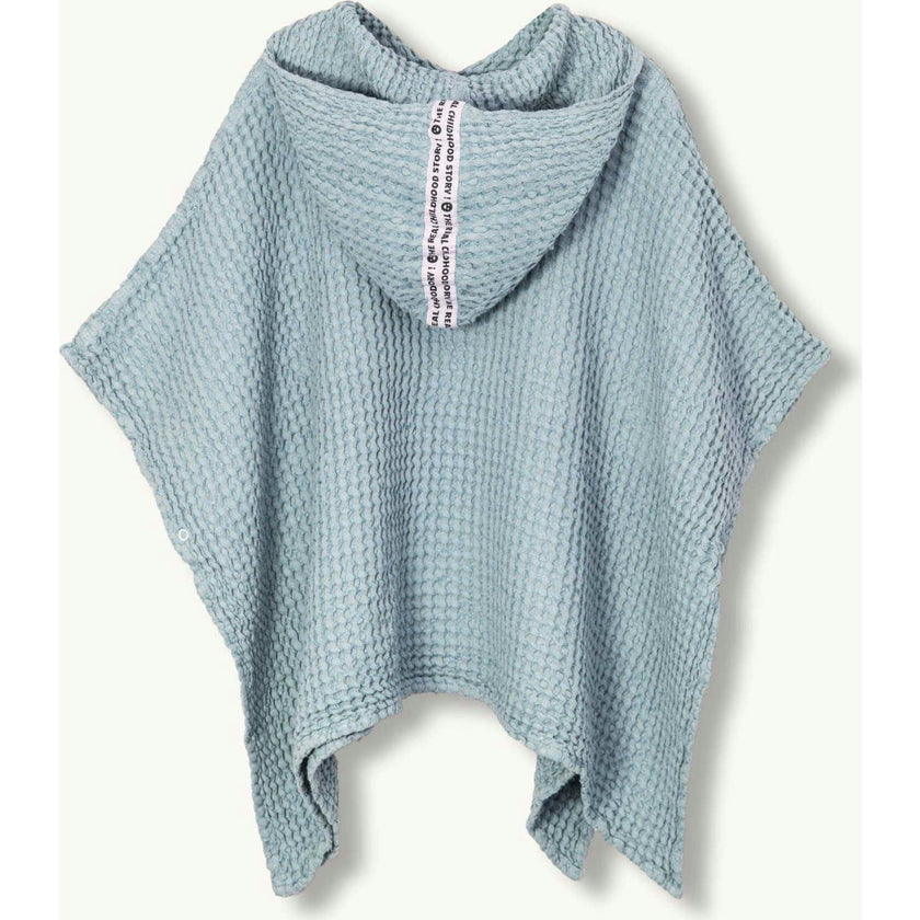 children's linen waffle poncho - sky blue