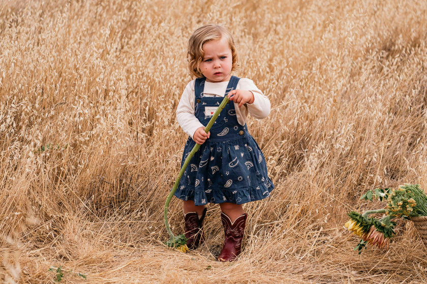 Overall Dress in Midnight Bandana