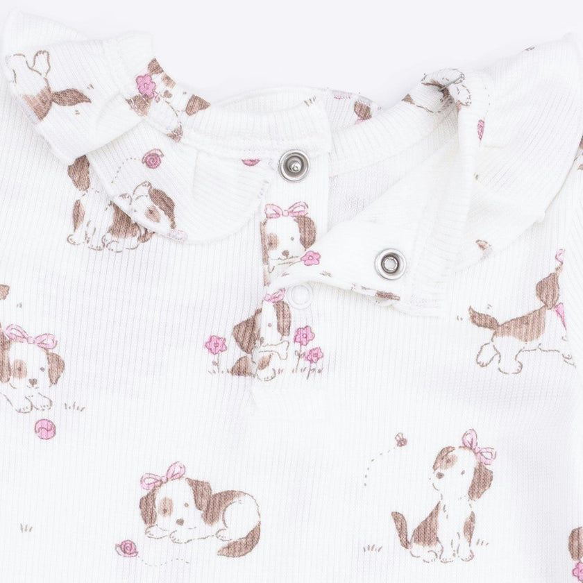 Explorer Puppy Pink - Long Sleeve Ruffle Top and Pant