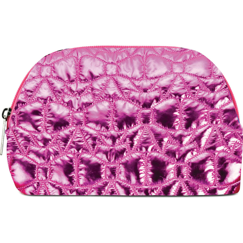 Shining Bows Quilted Oval Cosmetic Bag