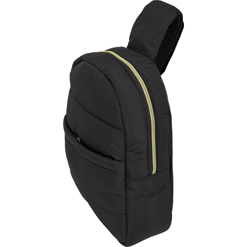Style.Lab: Bekah Puffer Crossbody Backpack Belt Set - Black