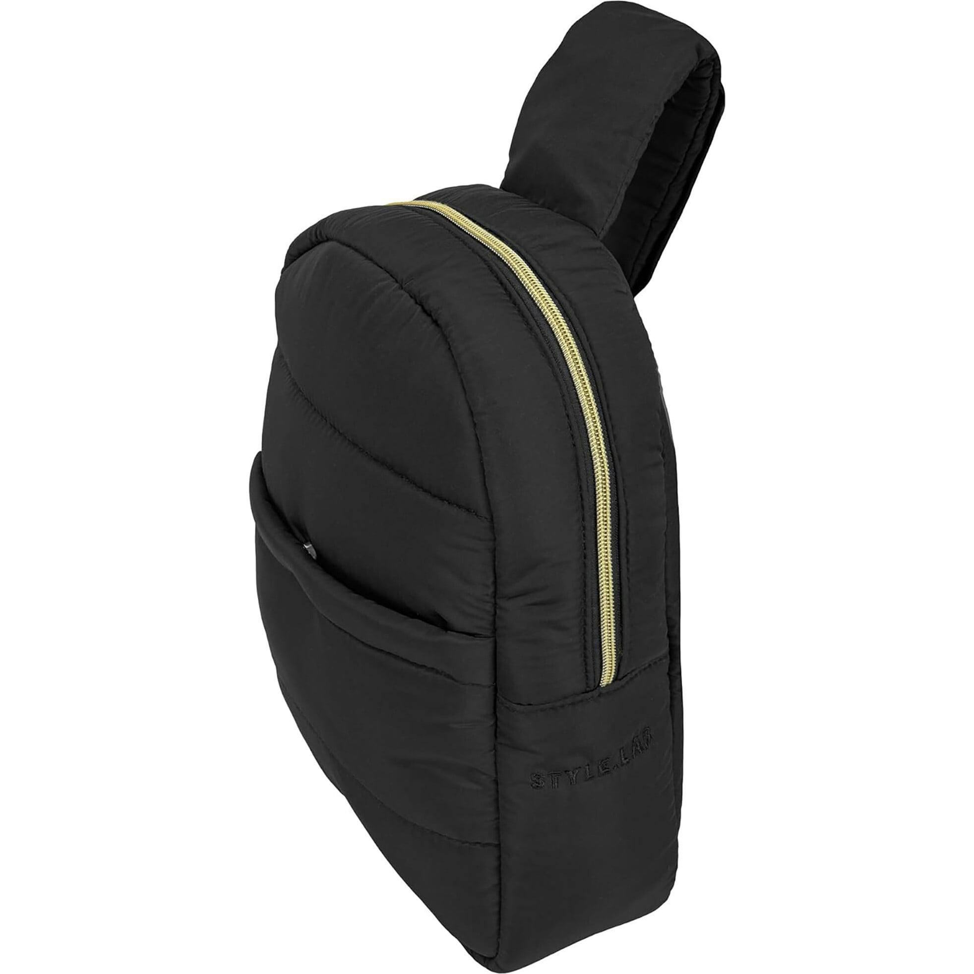 Style.Lab: Bekah Puffer Crossbody Backpack Belt Set - Black