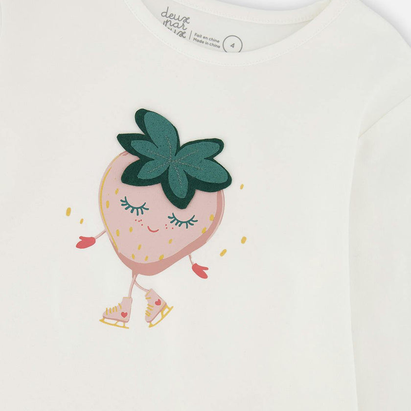 Long Sleeve Organic Cotton Strawberry T-Shirt Off White