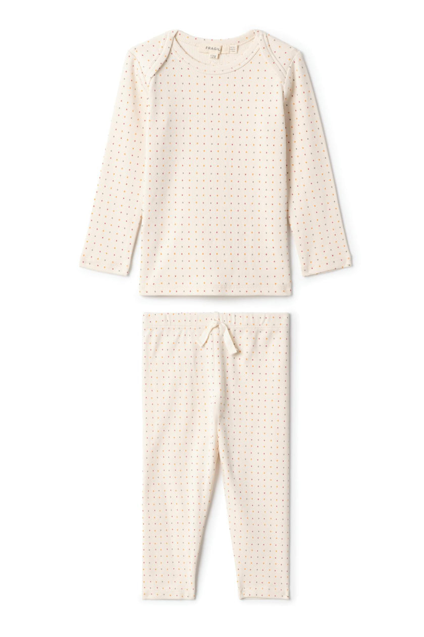 Multi Print Ribbed Elastic Waist Top and Pants Two Piece Set