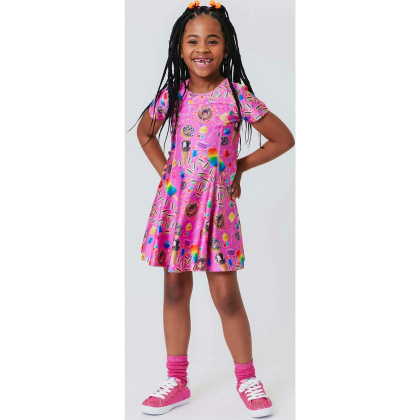Girls Cap Sleeve Skater Dress