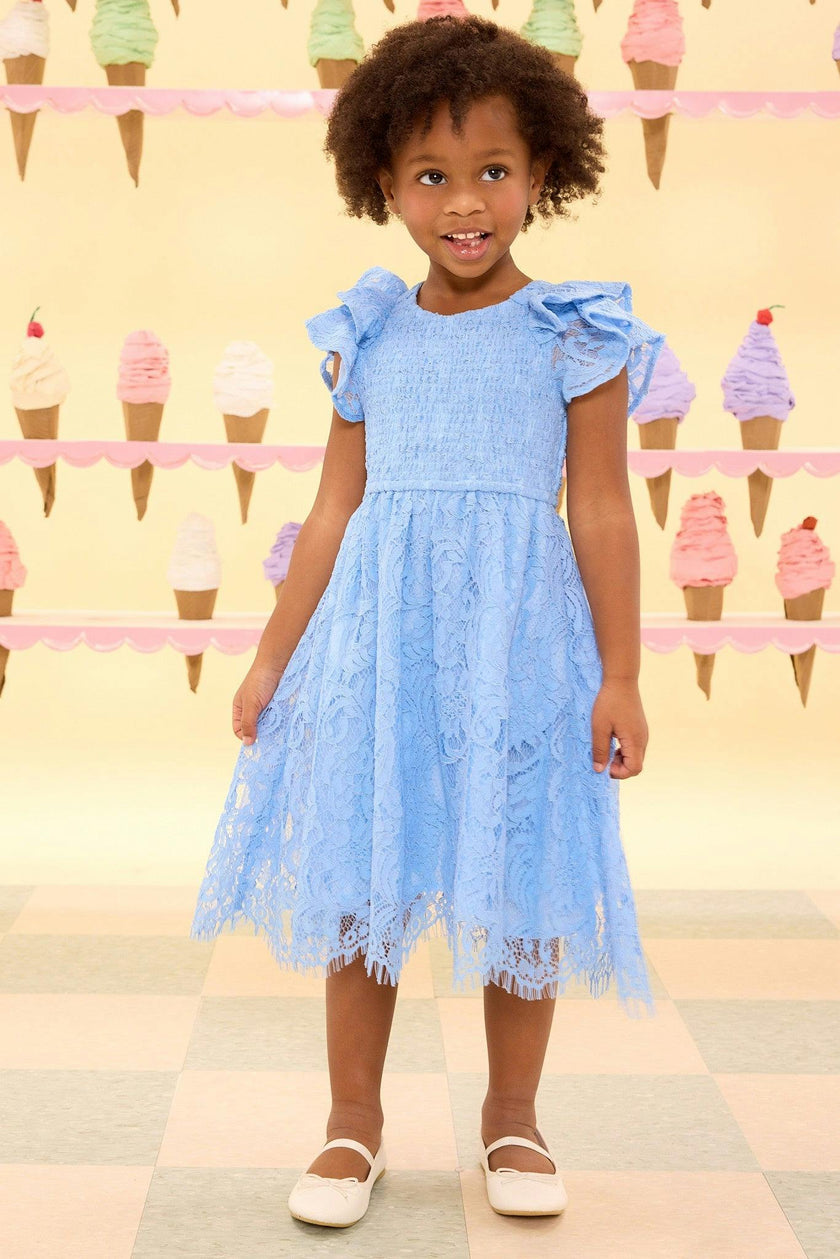 Mini Hattie Dress in Cornflower Blue Lace