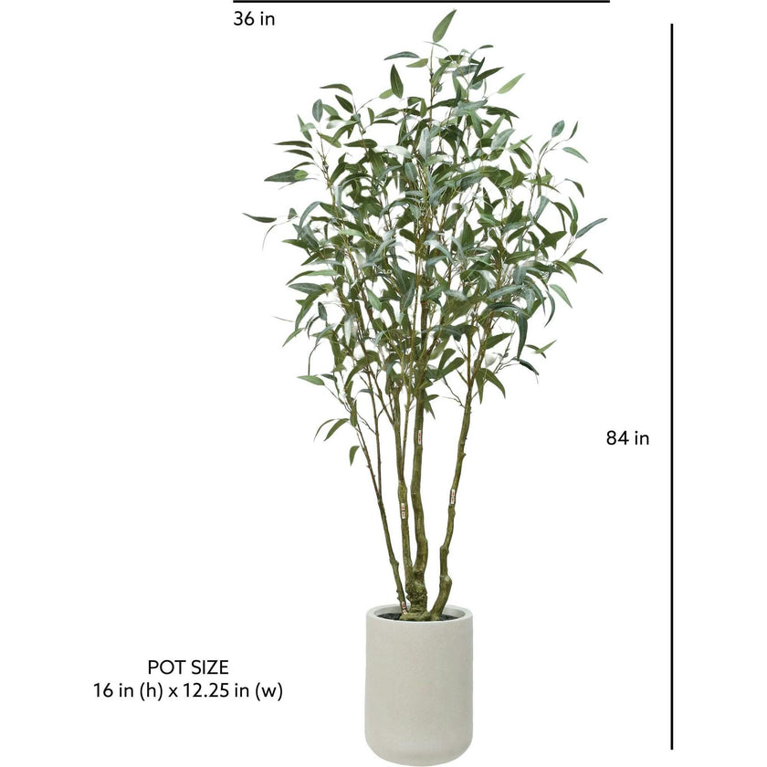 7' Artificial Willow Eucalyptus Tree with Artisan Planter