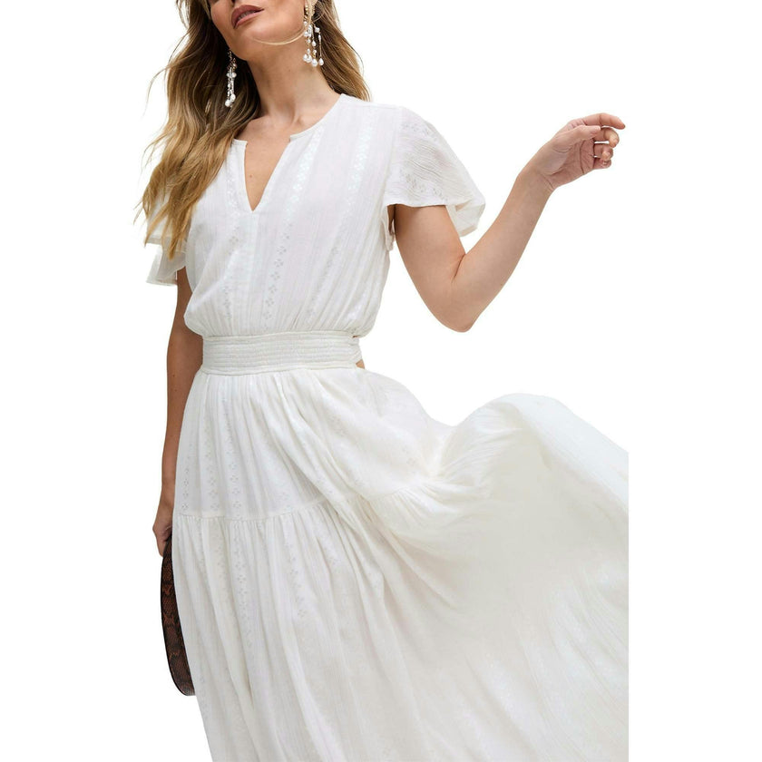 Candice Flutter Sleeve Jacquard Maxi Dress