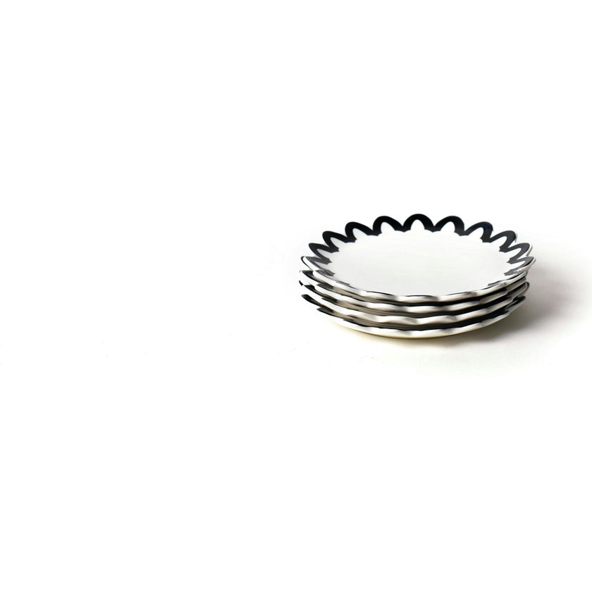 Black Arabesque Trim Scallop Salad Plate