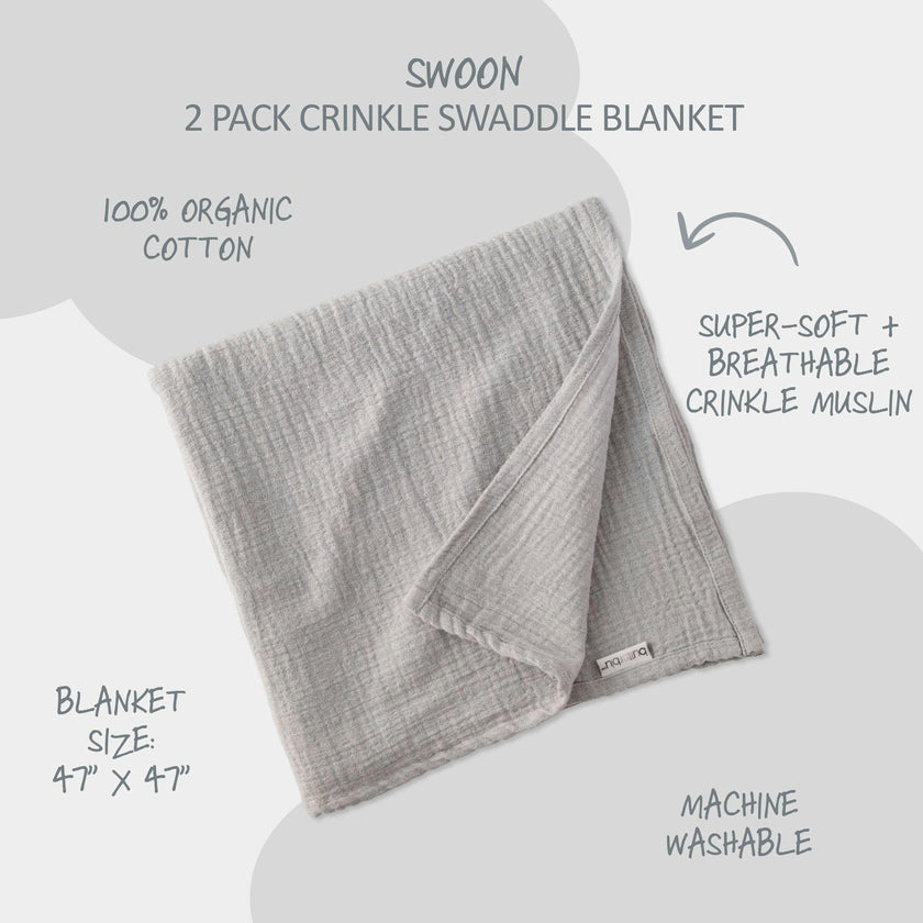 SWOON 2-Pack Crinkle Muslin Baby Swaddle Blanket