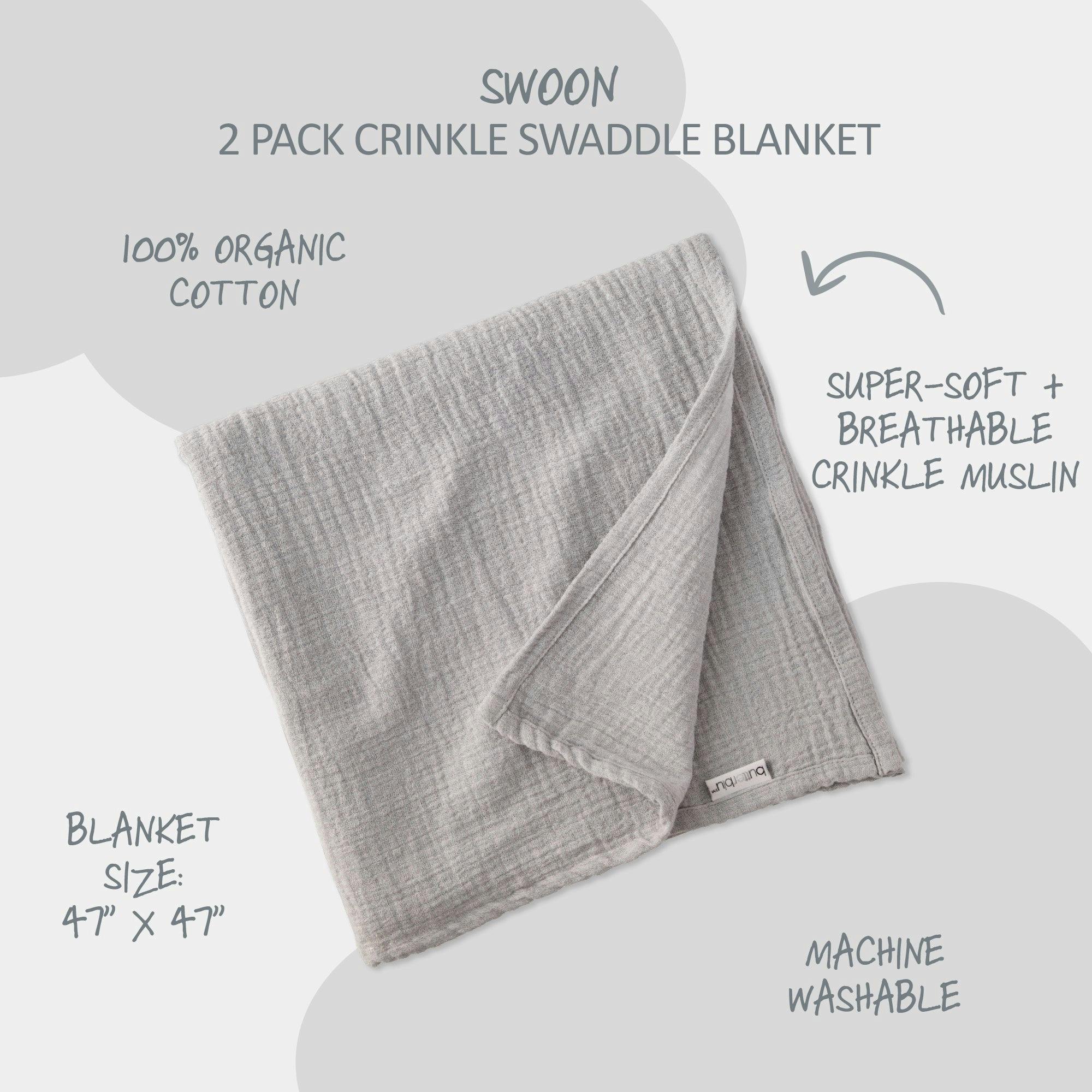 SWOON 2-Pack Crinkle Muslin Baby Swaddle Blanket
