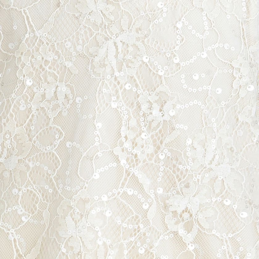 Cream Yelena Lace Ruffle Dress