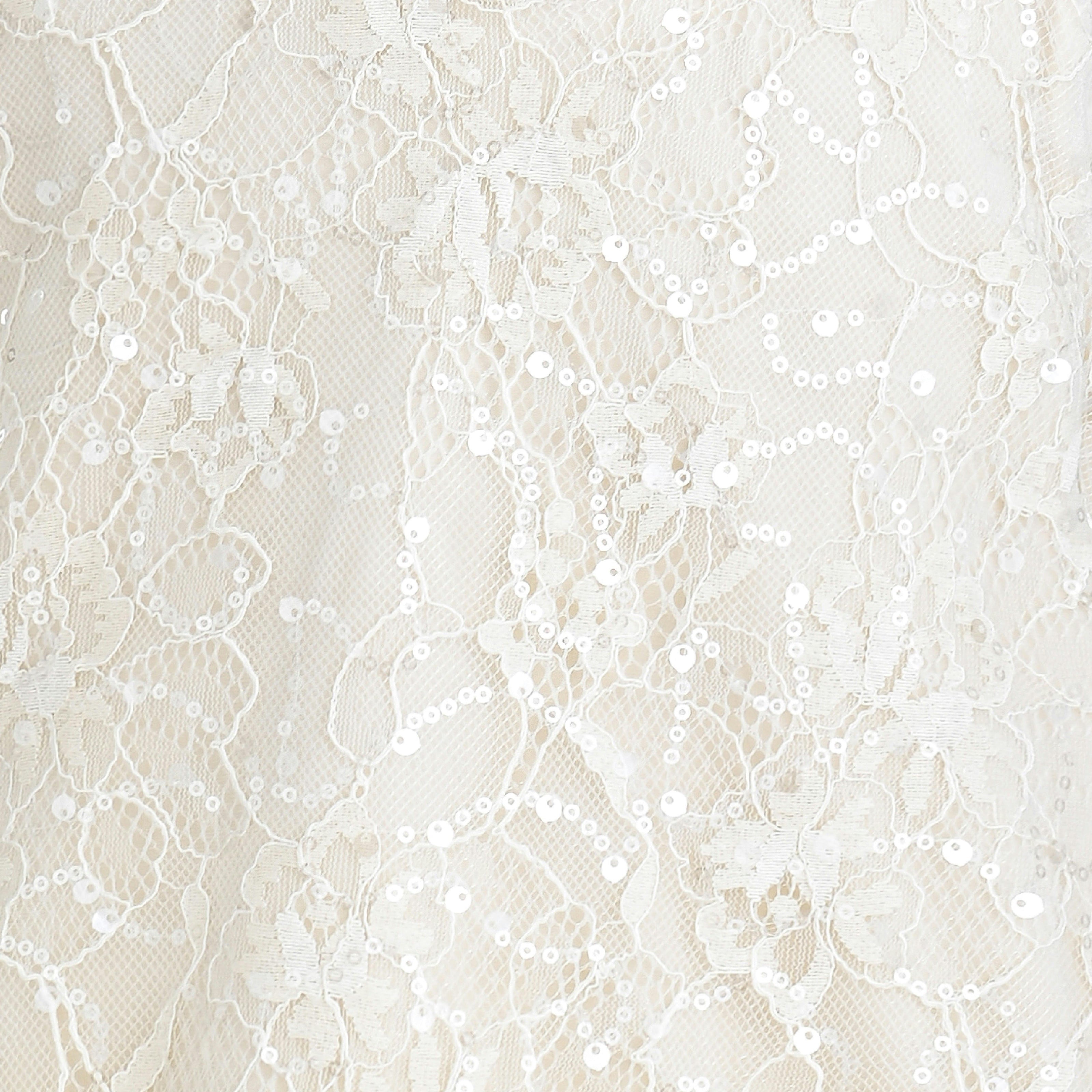 Cream Yelena Lace Ruffle Dress