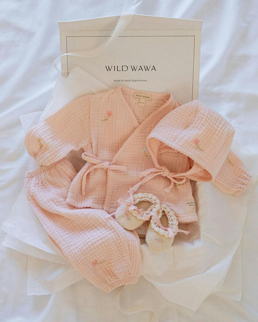 Gauze Bundle Set in Embroidered Flowers