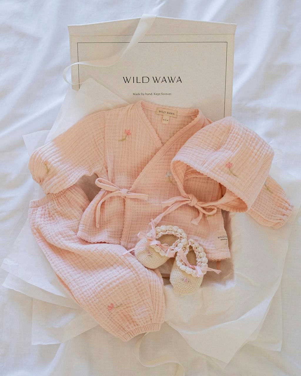 Gauze Bundle Set in Embroidered Flowers