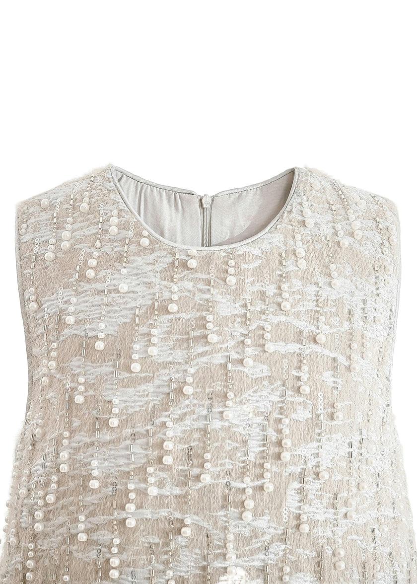 Silver Feathered Party Dress