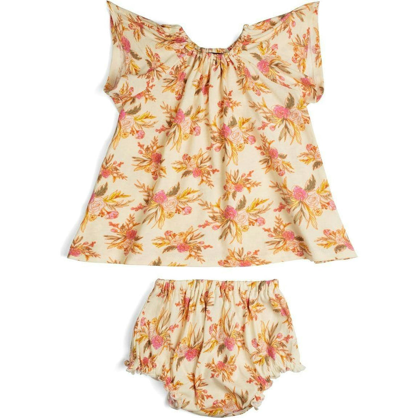 Vintage Floral Organic Cotton Dress & Bloomer Set