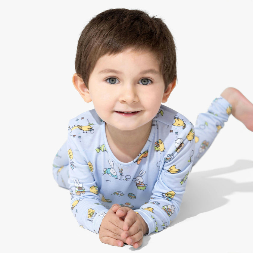Easter Blue Bamboo Kids Pajamas