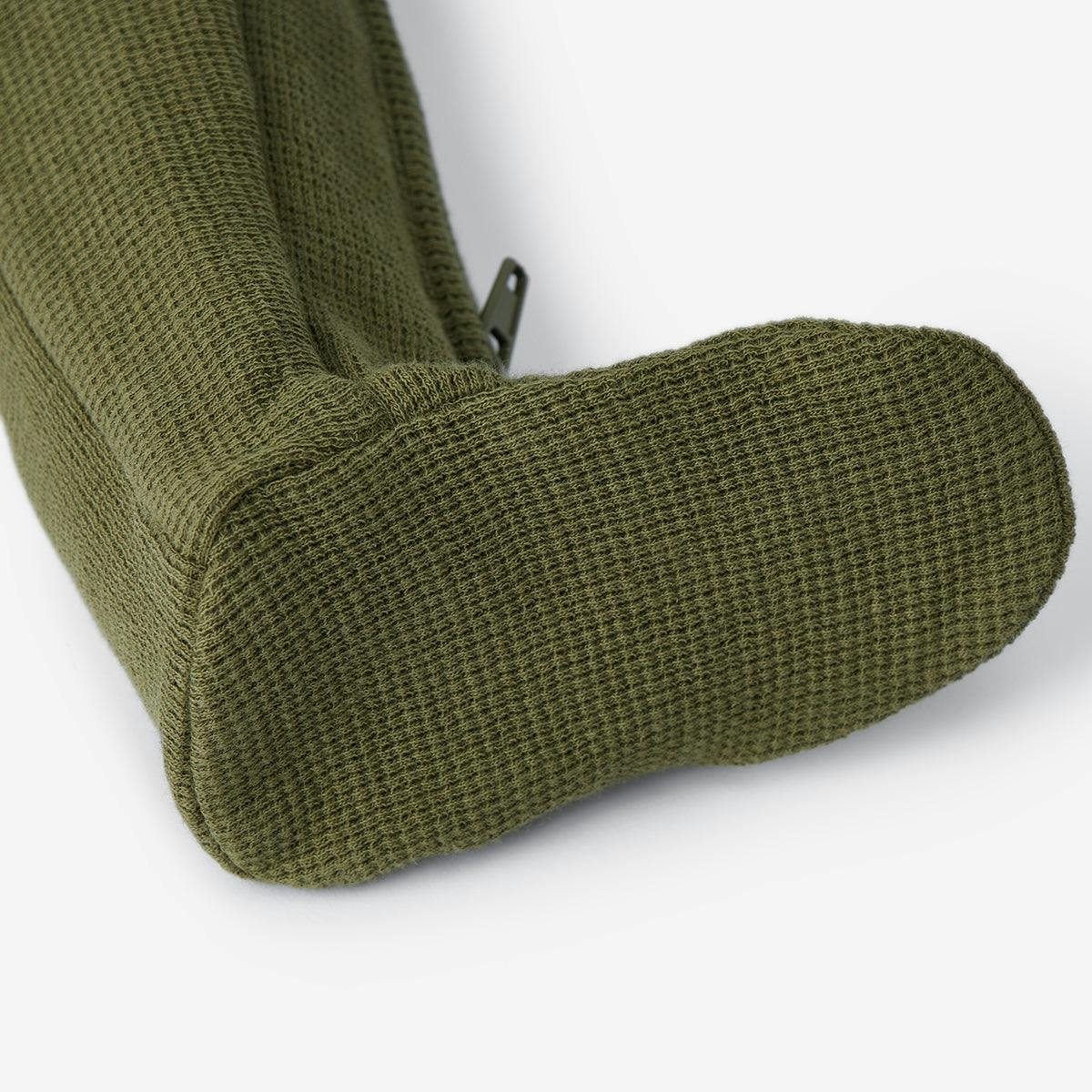 Olive Waffle Zipper Footed Romper