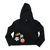 Butter Fleece Hooded Sweatshirt with LOVE & Happy Face Patches