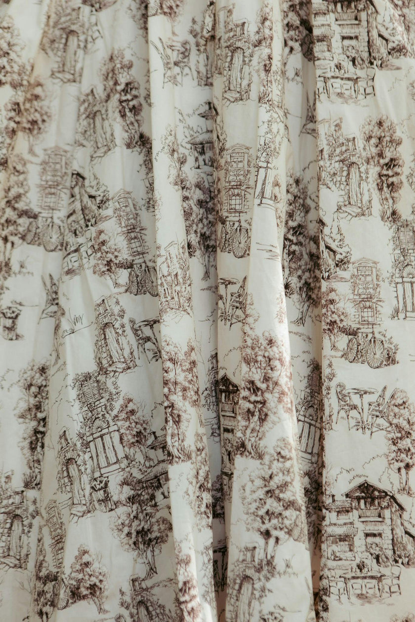 Zaza Midi Dress in Brown Toile