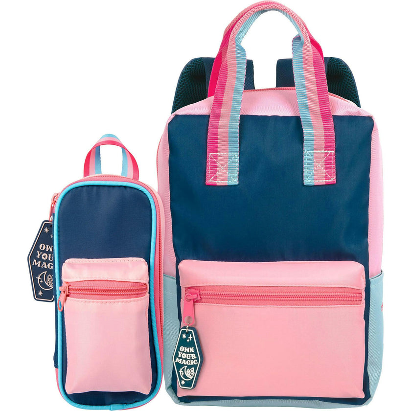 Style.Lab: Harlow Colorblock Backpack Pouch Set - Navy & Pink