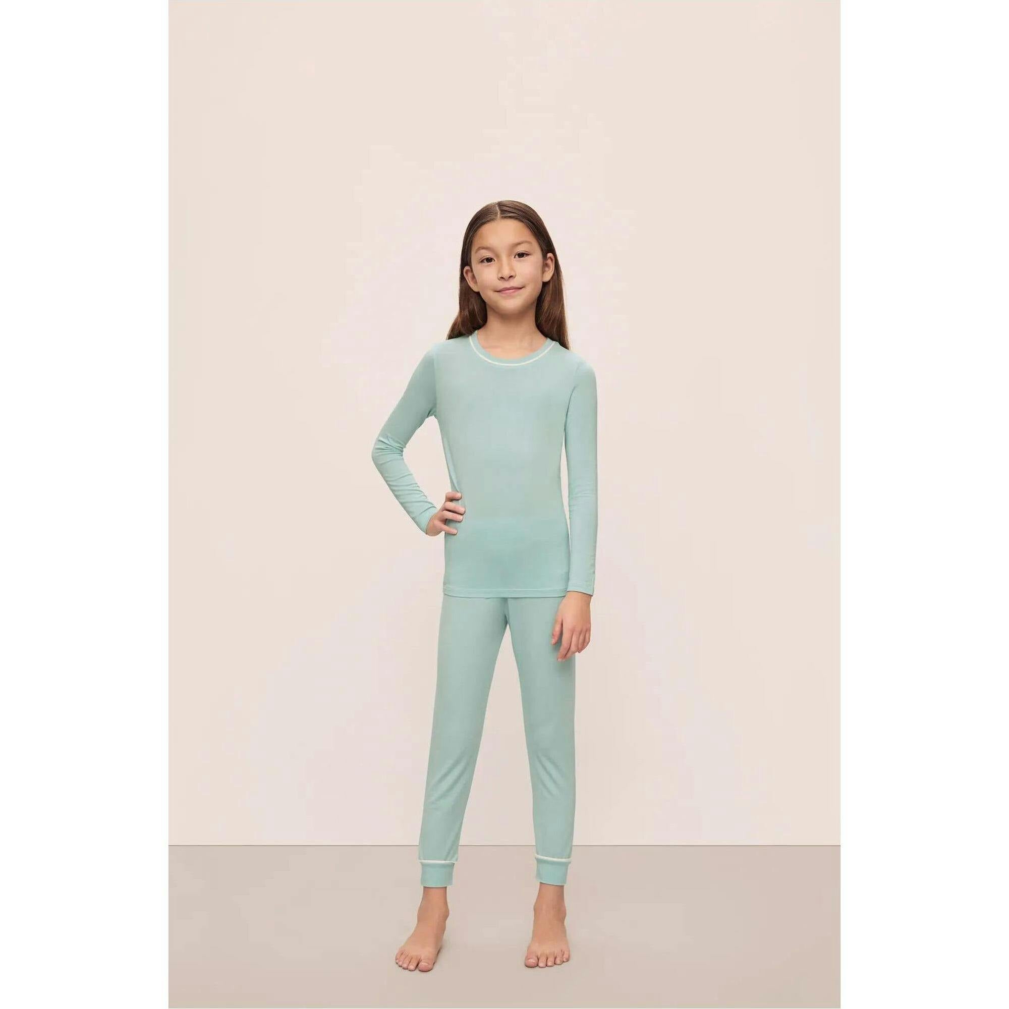 Kids TENCEL™ Modal Unisex Long PJ Set, Blue