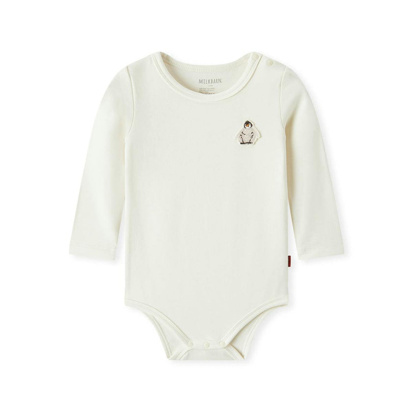 White Brushed Long Sleeve One Piece