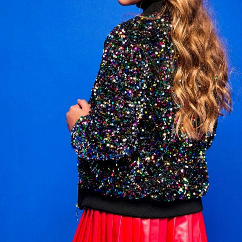 Shimmering Stardust Sequin Bomber