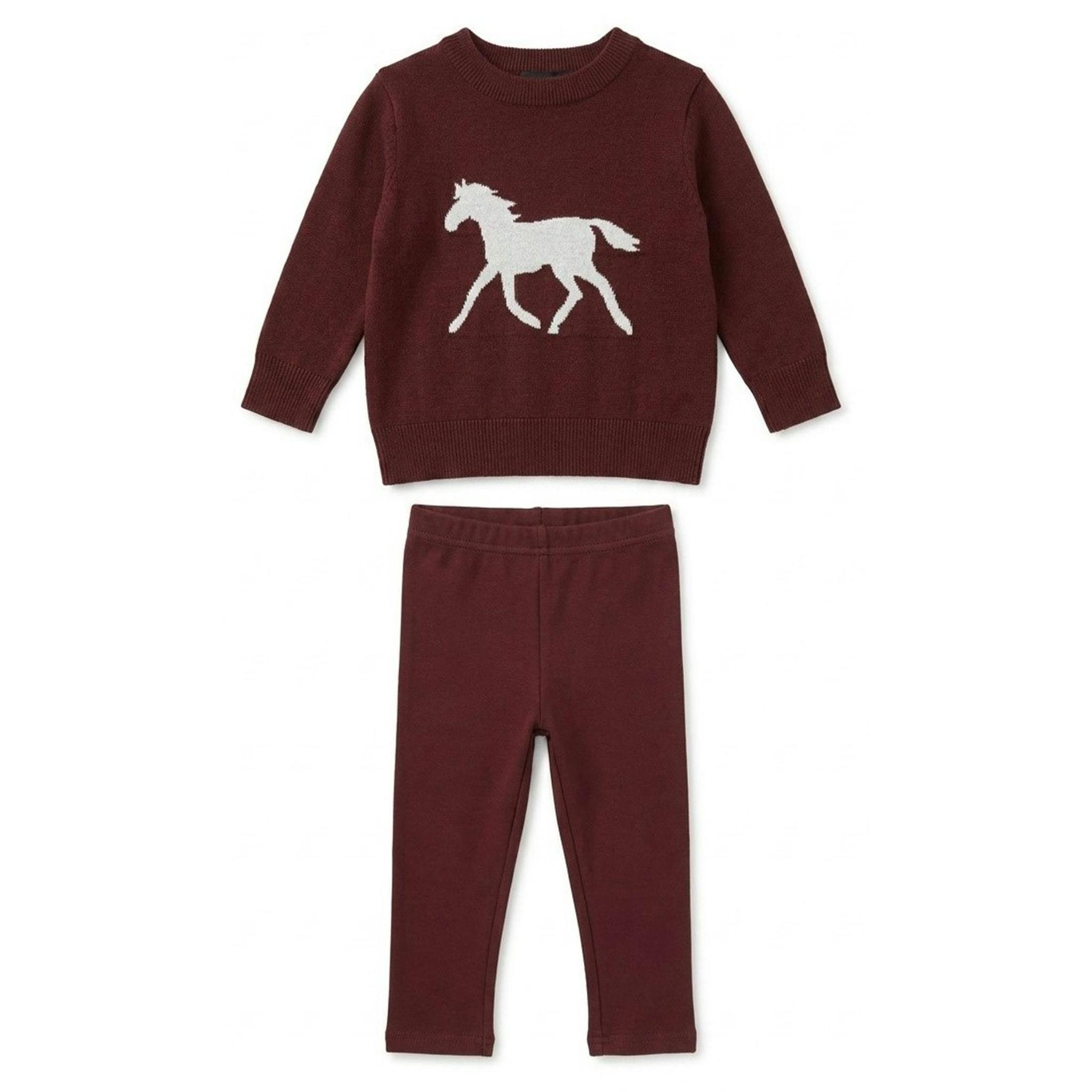 Horse Jacquard Knit & Fleece 2-Piece Set
