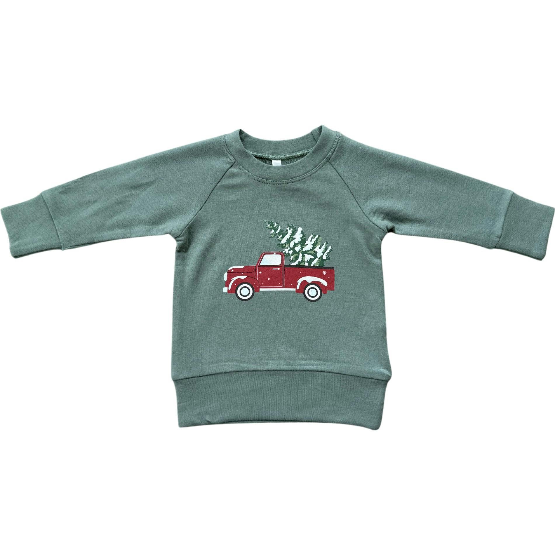 Raglan Sweatshirt Christmas Truck