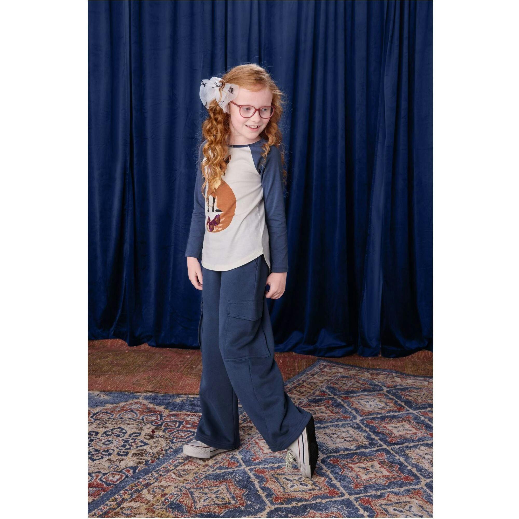 Wide Leg Cargo Pants, Blue