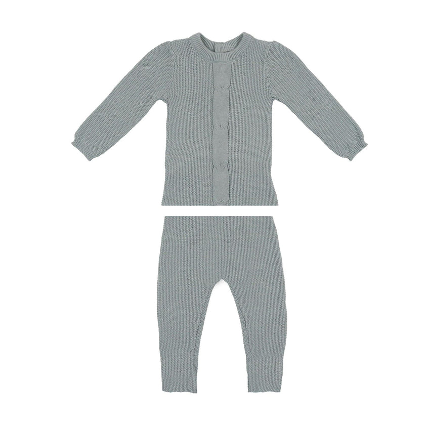 Braided Rope Knit Long Sleeve Sweater & Pant 2-Piece Set