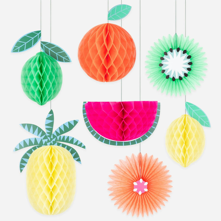 Tropical Fruit Honeycomb Decorations