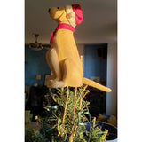 Tan Yellow Lab with Santa Hat Christmas Tree Topper in Hand Felted Wool