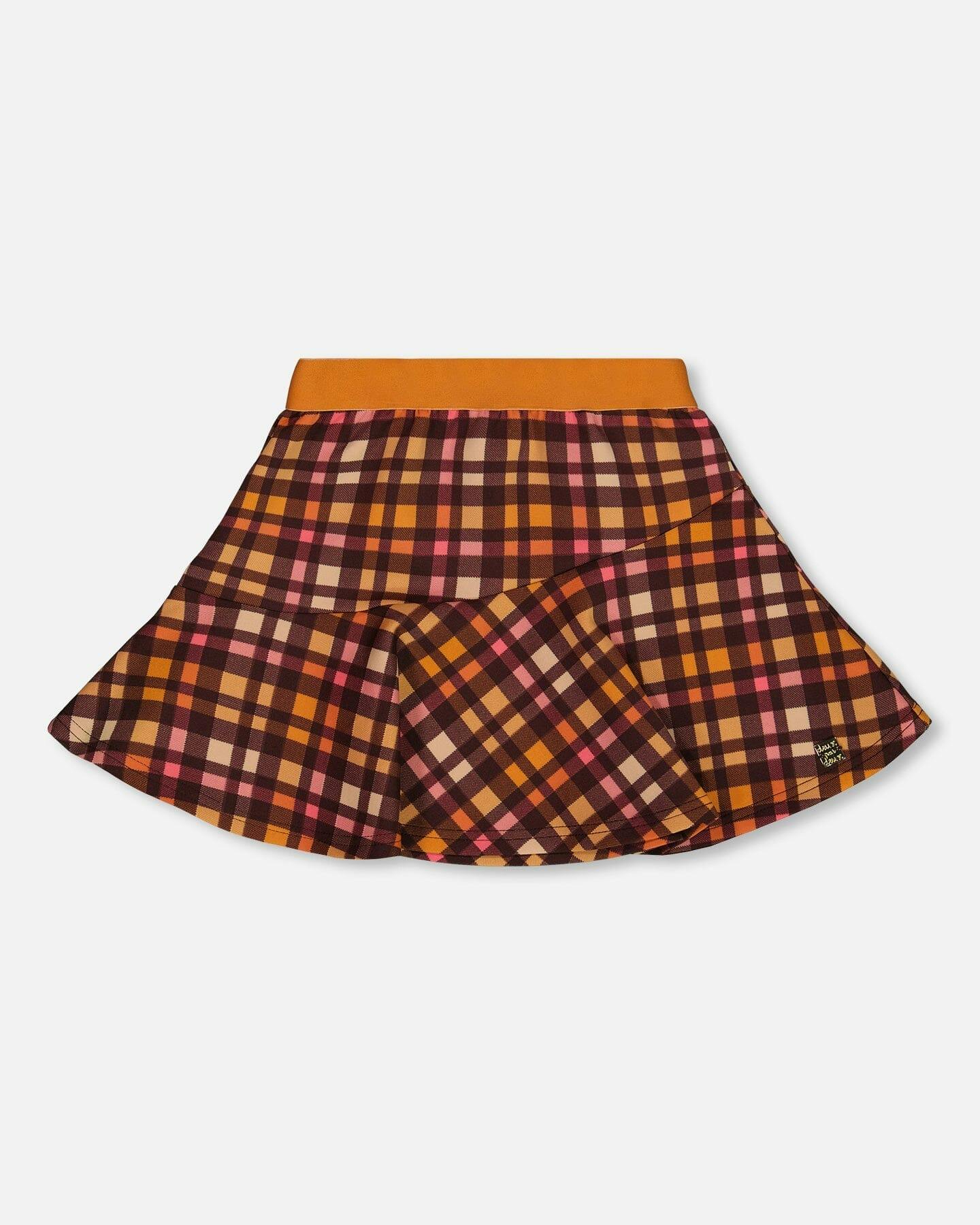 Milano Plaid Asymmetrical Flounce Mini Skirt